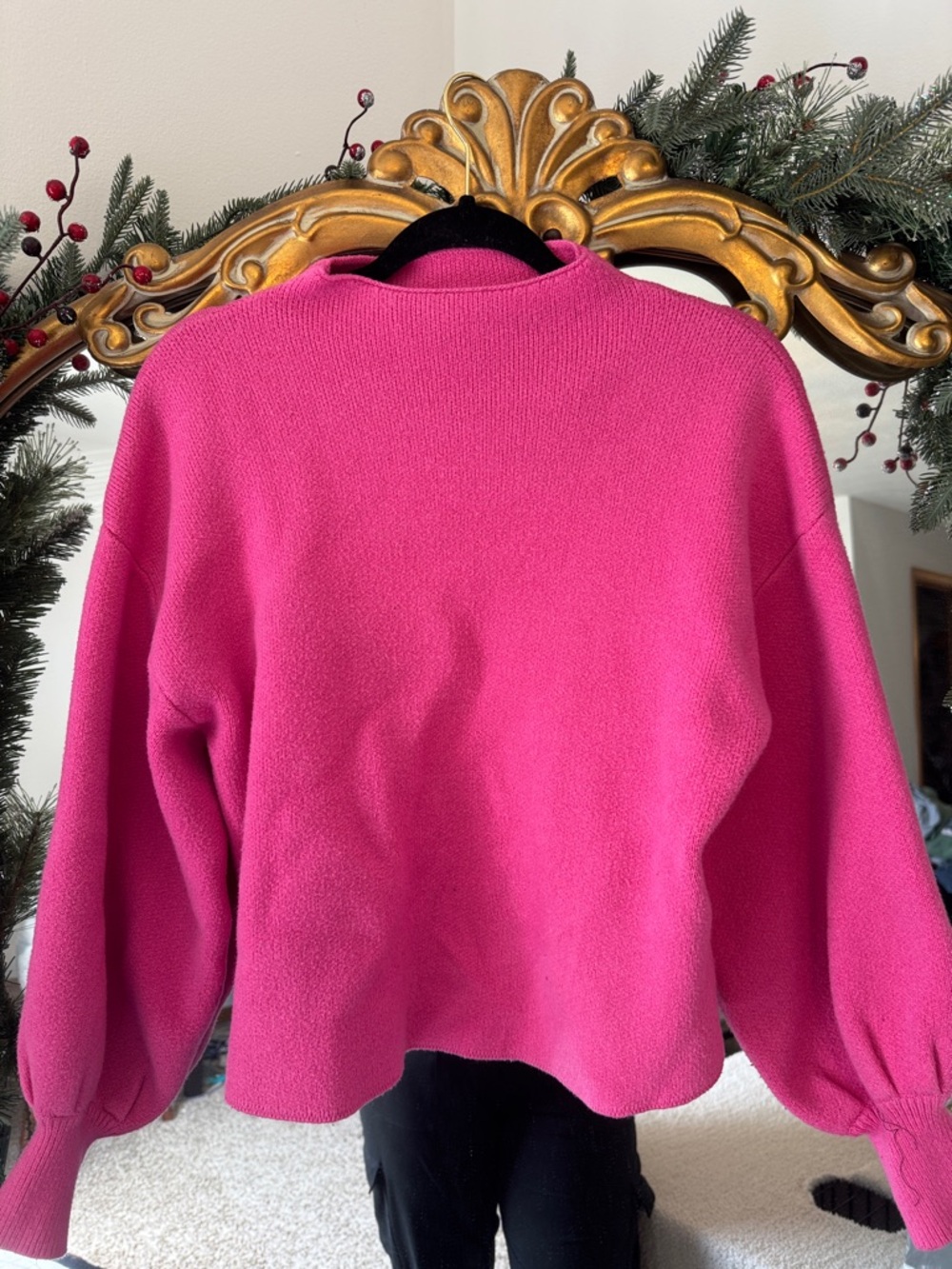 DAVI & DANI Bright Hot Pink Crew Neck Sweater